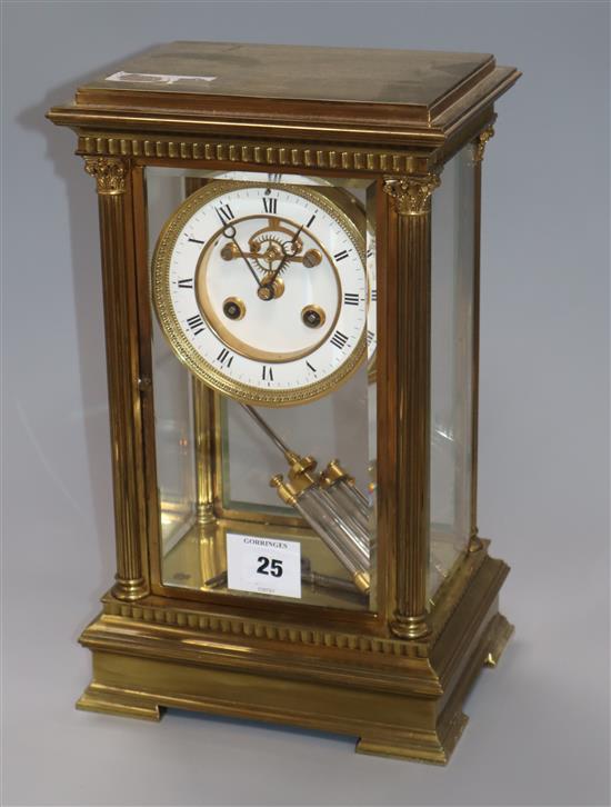 An early 20th century French ormolu four glass mantel clock, H.13.25in.